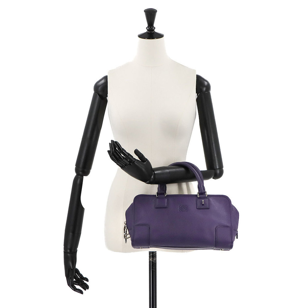 Loewe Amazona Purple Leather Handbag Anagram